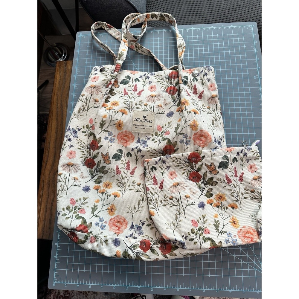 Miss Adola Corduroy Tote Bag for Women - Reusable Totes with One Size, Flower